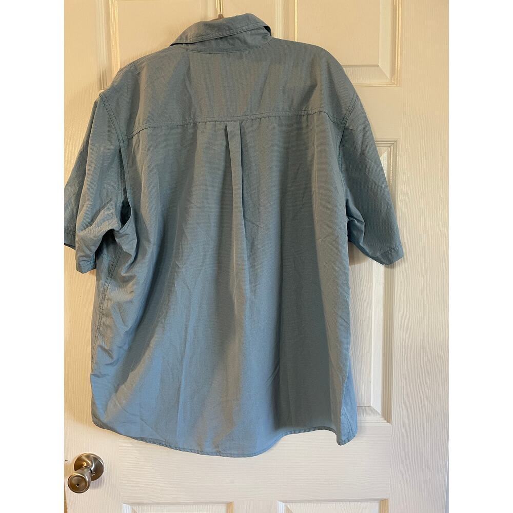 Wrangler Shirt Mens XL Blue Button Up Short Sleeve Fishing Campcore Utility